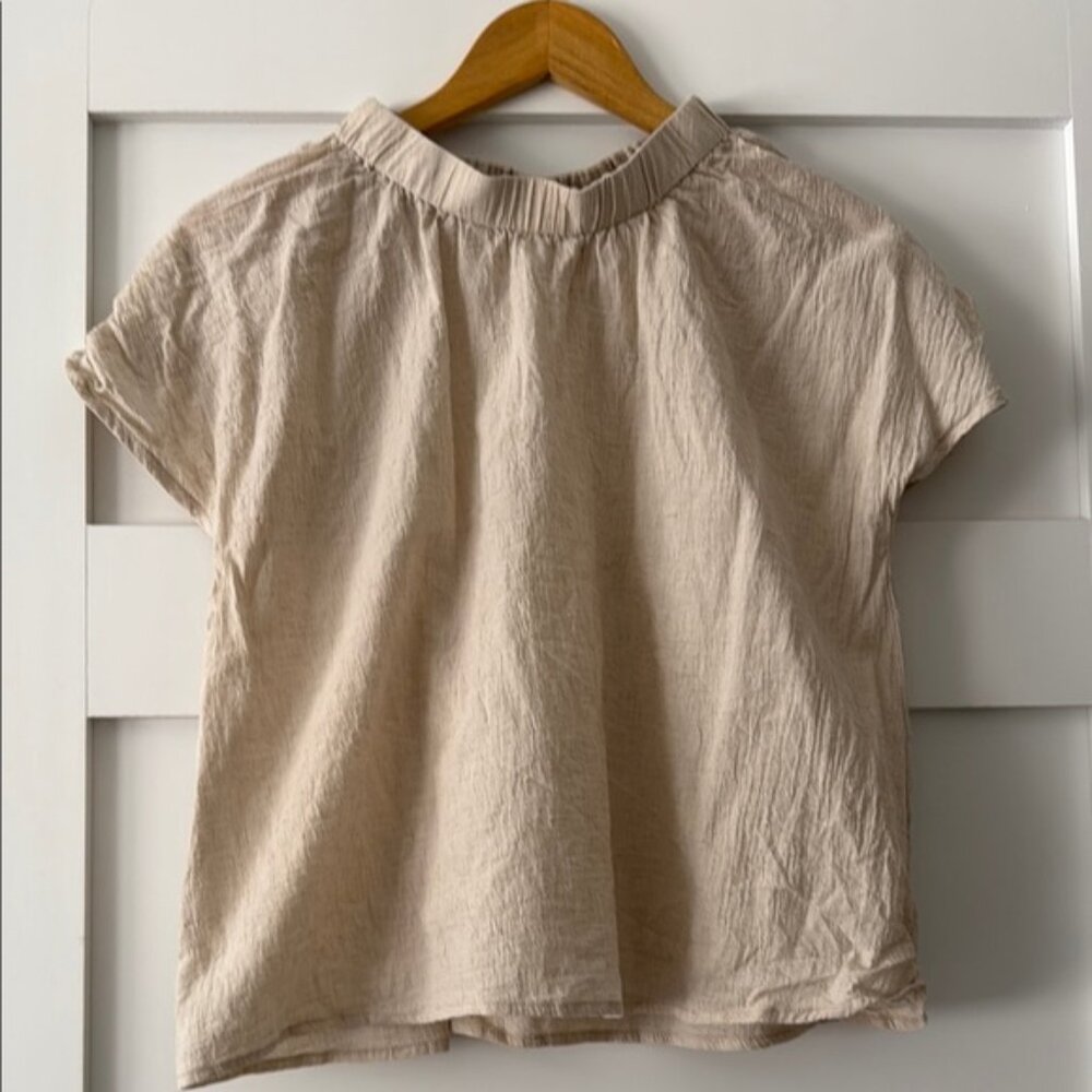 7115 by Szeki Ruched Neck Top - Beige XS